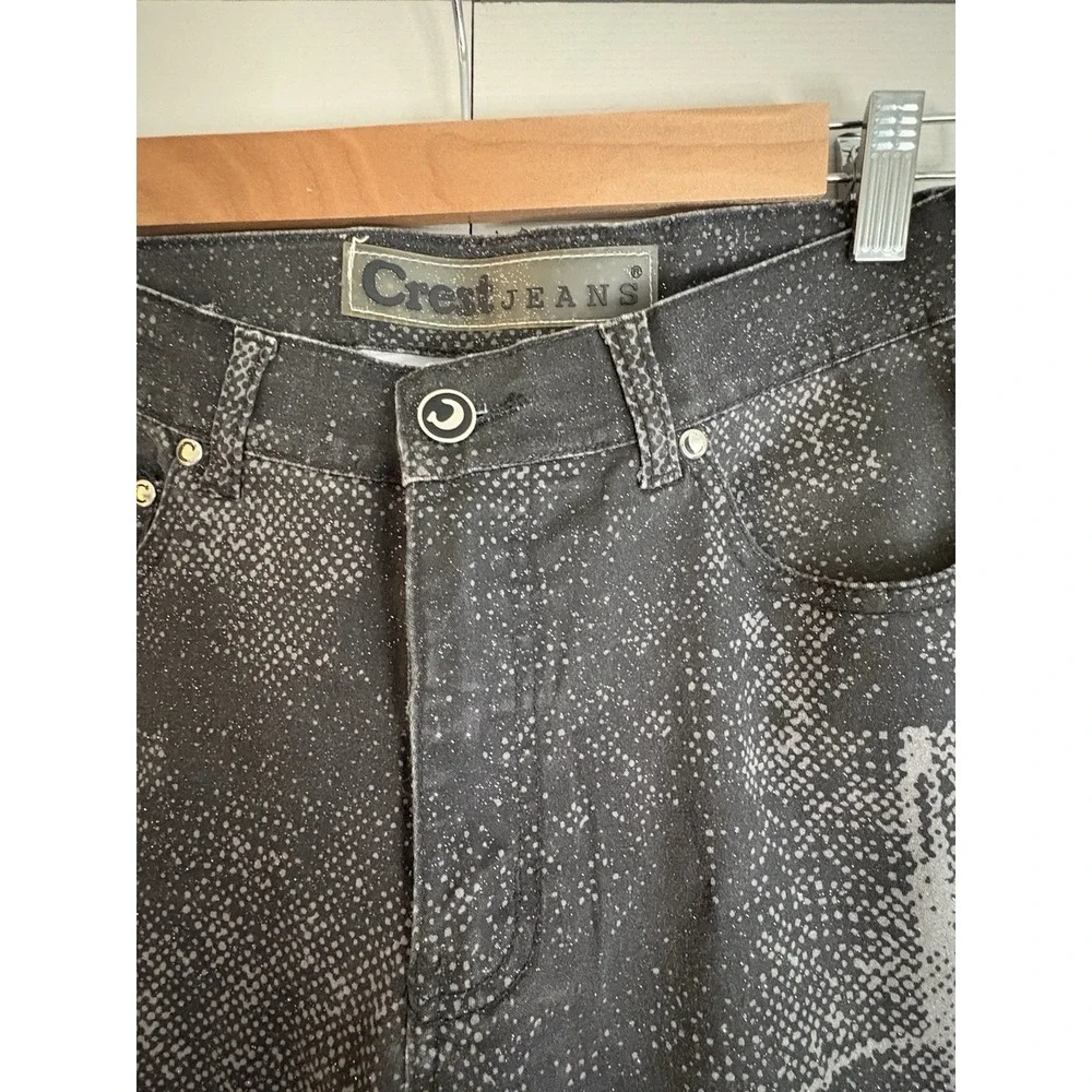 Y2K Vintage 90s‎ Rare CREST Jeans Gray City Artist Skyline Flare Women Sz 1/2